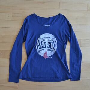 Fanatic Boston Red Sox V Neck Long Sleeve Tee Size Large